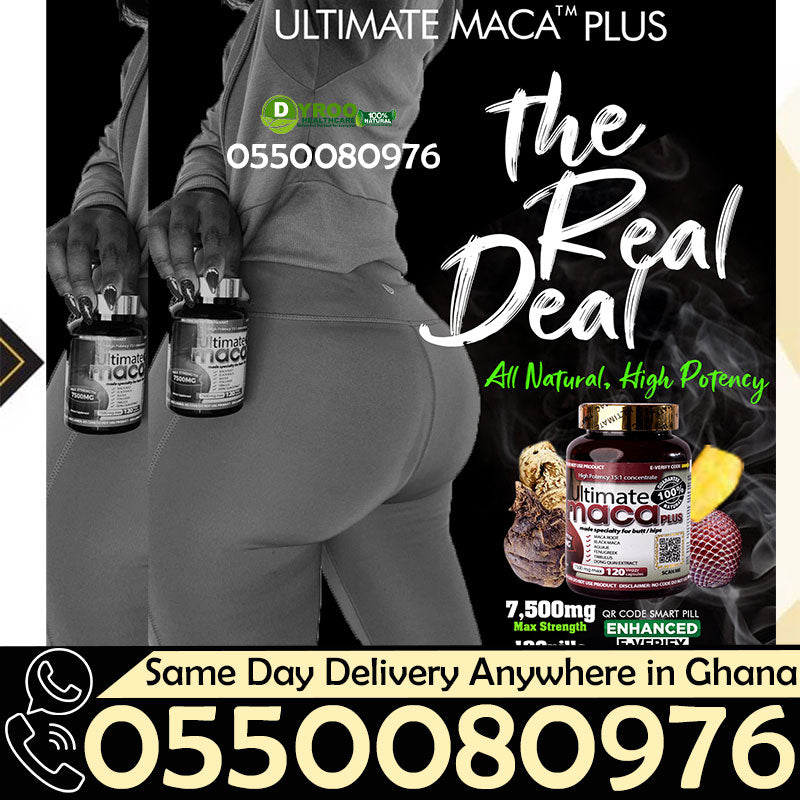 Dyroo Naturals Ultimate Maca Pills in a bottle, showing the supplement capsules for energy and vitality.