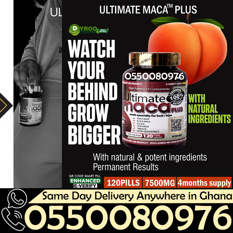 Dyroo Naturals Ultimate Maca Pills bottle with label and capsules, dietary supplement for energy and vitality.