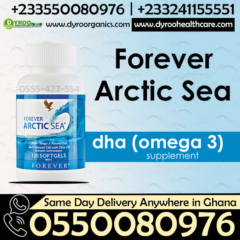 Dyroo Naturals Forever Arctic Sea 120 softgels bottle with softgel capsules, supplement for omega-3 fatty acids.
