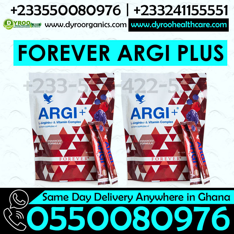 Dyroo Naturals Forever L-arginine supplement Argi Plus bottle with white label and green accents, displayed on a white background.