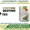 Dyroo Naturals Wins Town Bedtime Tea in a clear glass cup with herbal tea leaves and a cozy background.