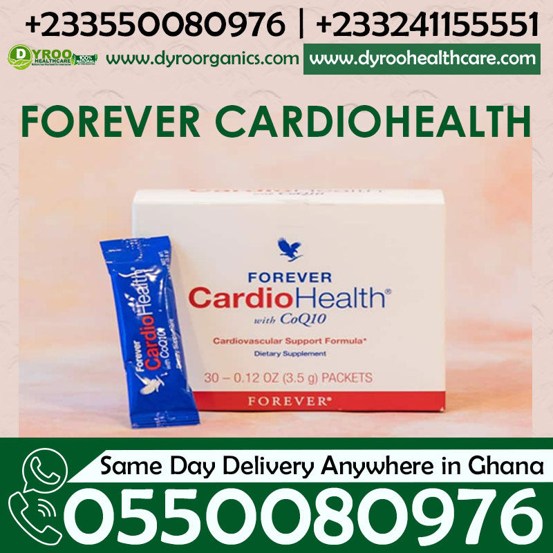 Dyroo Naturals Forever Living CardioHealth supplement with CoQ10 capsules, showing the product bottle and label.