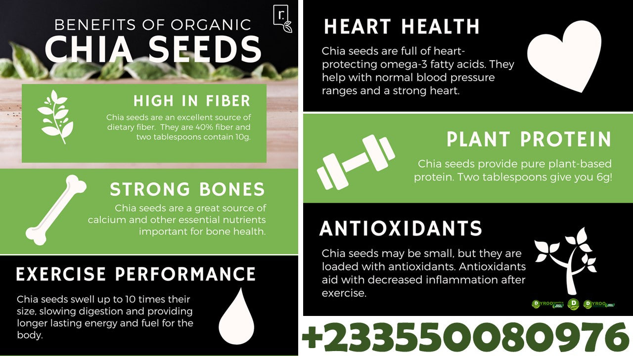 Dyroo Naturals organic chia seeds in a 200g package, showing raw chia seeds with health benefits and natural appearance.