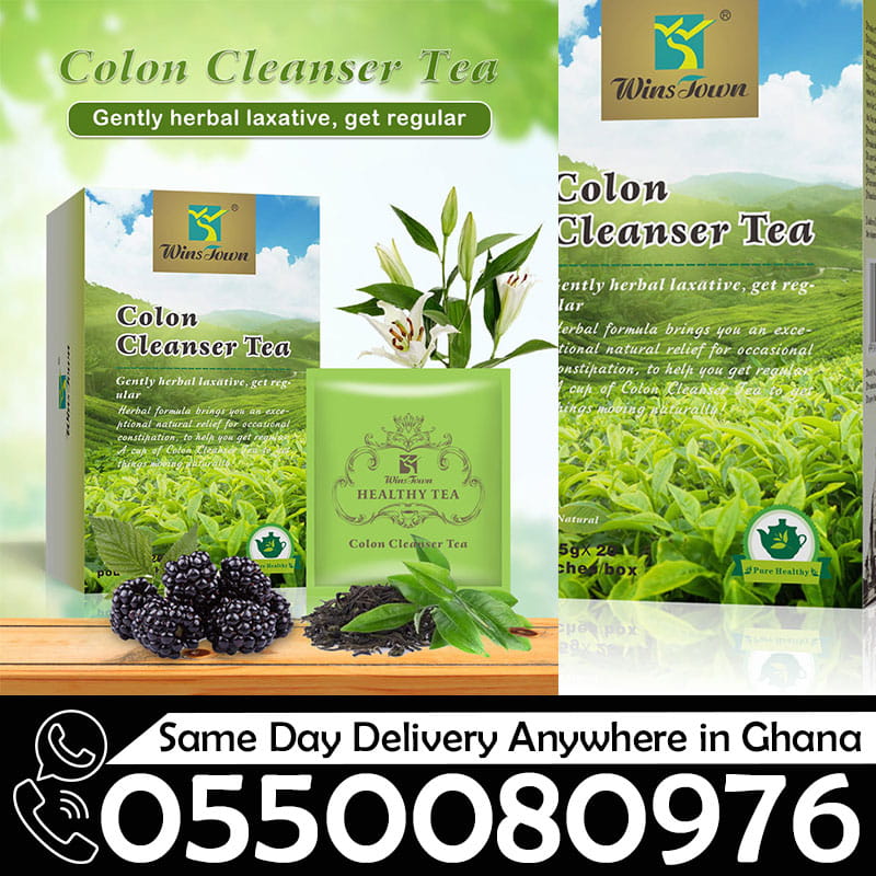 Dyroo Naturals Wins Town Colon Cleanser Tea in a box with tea bags, designed for digestive health and detoxification.
