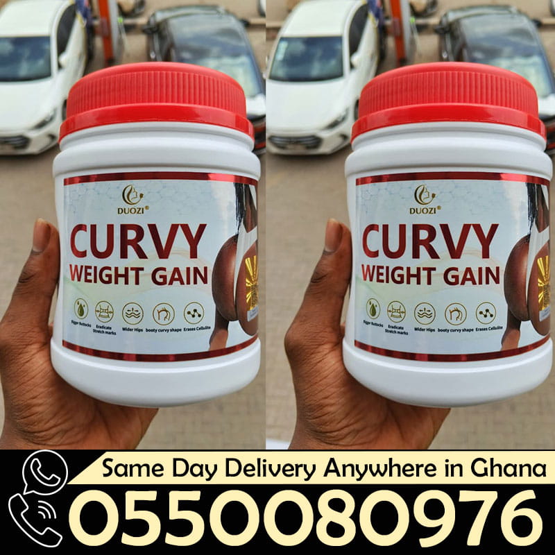 Duozi Curvy Weight Gain Powder by Dyroo Naturals in a 450g organic powder container, showcasing the product packaging.