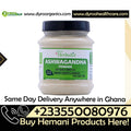 Organic Ashwagandha powder in a container from Dr Herbalist by Dyroo Naturals, shown in a close-up view.