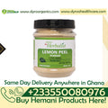 Organic lemon powder in a 100g package from Dr Herbalist by Dyroo Naturals, showing bright yellow lemon powder in a resealable bag.