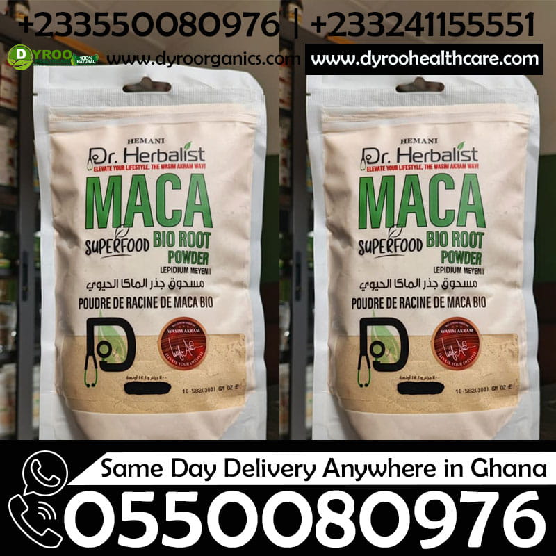 Organic Dr Herbalist Maca Bio Root Powder in a 300g package, showcasing the natural powdered root from Dyroo Naturals.