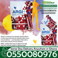 Dyroo Naturals Forever Living Argi+ L-arginine supplement bottle with label and capsules on a white background.