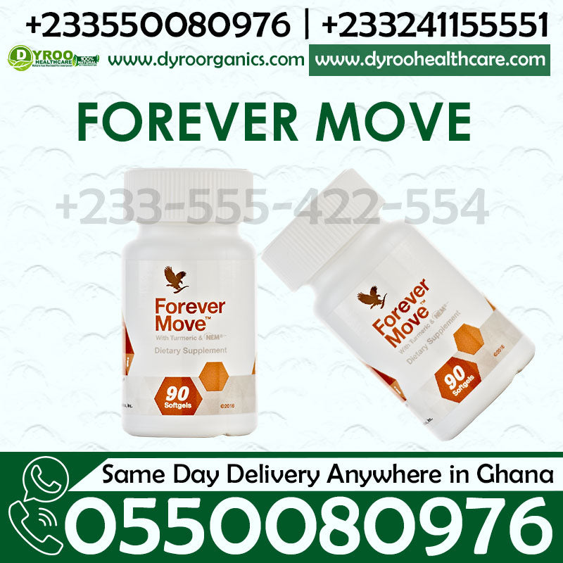 Dyroo Naturals Forever Living Move Joints and Mobility supplement bottle with label, featuring capsules and product details.