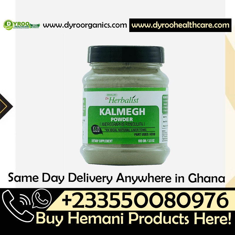 Organic Dr Herbalist Kalmegh Powder by Dyroo Naturals, 100g, in a clear package, suitable for herbal supplement use.