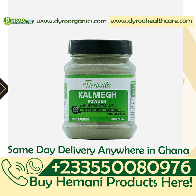 Organic Dr Herbalist Kalmegh Powder by Dyroo Naturals in a 100g package, showcasing the herbal powder in a jar or container.