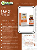 Hemani Orange Oil 30ml bottle by Dyroo Naturals, showcasing a natural citrus oil with an orange-colored label.