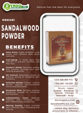 Organic Hemani sandalwood powder in a 200g package by Dyroo Naturals, showing a clear view of the fine, light-colored powder.