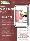 Hemani Costus Roots Oil 30ml by Dyroo Naturals, natural oil in a clear bottle with a dropper cap, showcasing the product.