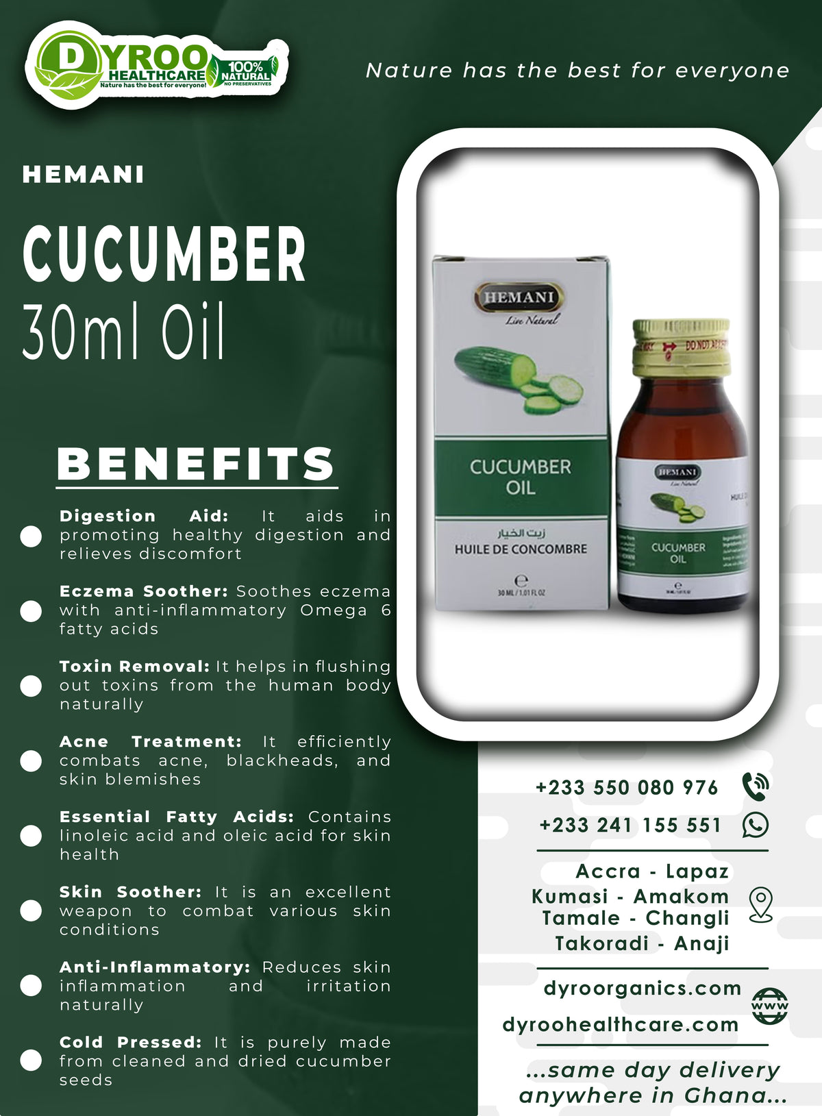 Hemani Cucumber Oil Benefits