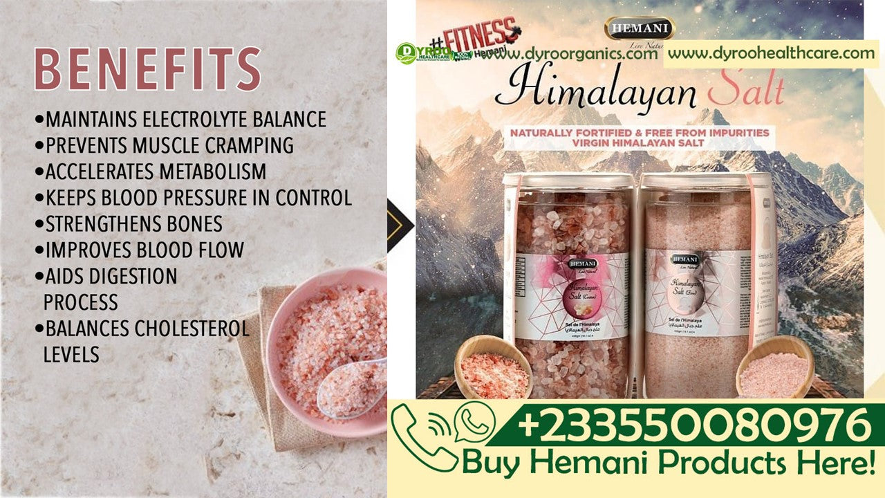 Organic Himalayan pink salt in a 400g container by Dyroo Naturals, showing pink crystalline salt grains on a clean surface.