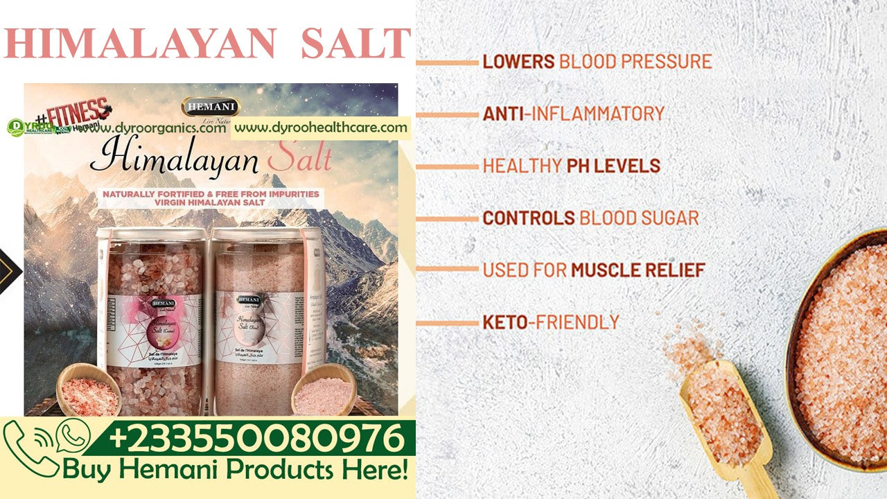 Organic Himalayan Pink Salt 400g from Dyroo Naturals, showing pink crystalline salt in a clear container.