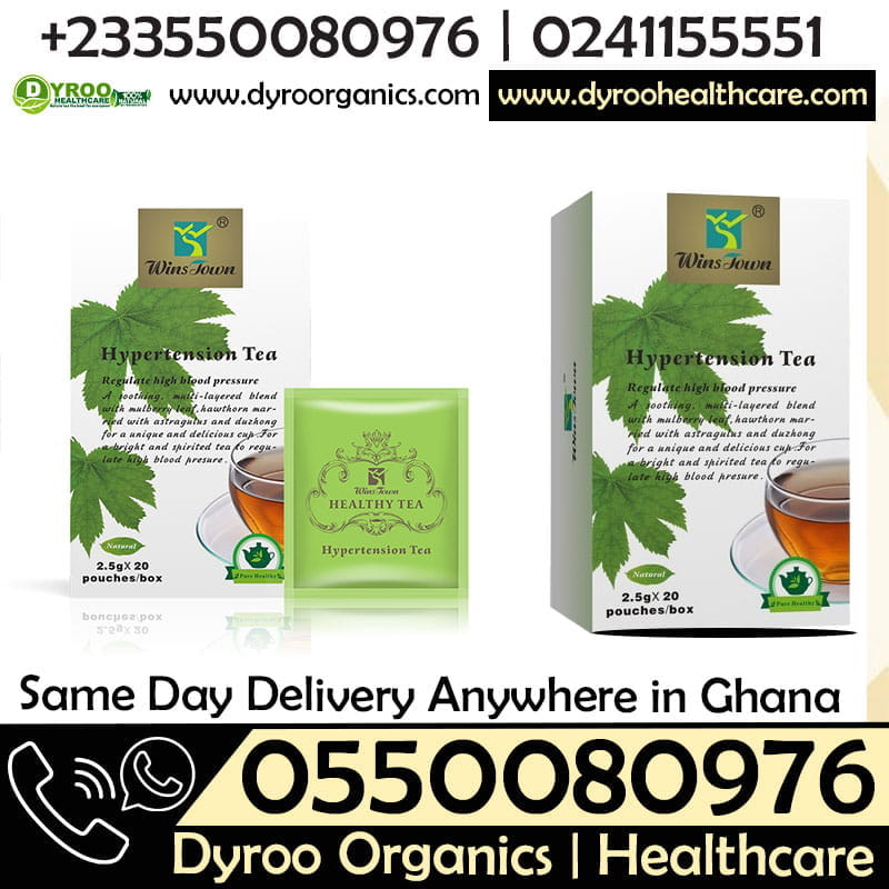 Dyroo Naturals Wins Town Hypertension Tea in a box, featuring herbal tea bags designed to support healthy blood pressure.