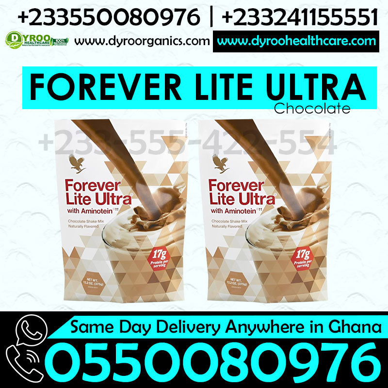 Dyroo Naturals Forever Living Lite Ultra Chocolate Protein Shake in a glass, showcasing its rich chocolate color and creamy texture.