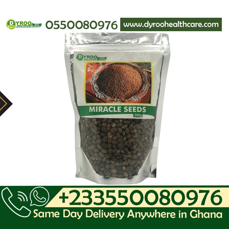 Raw organic miracle seeds from Dyroo Naturals in a 200g package, shown in a clear image.