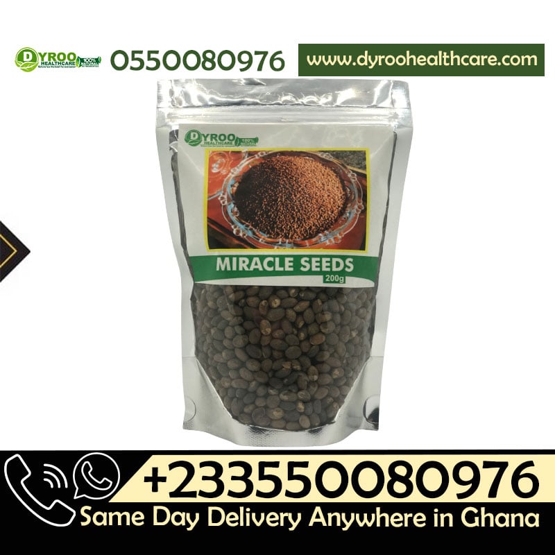 Raw organic Miracle Seeds from Dyroo Naturals in a 200-gram package, shown in a close-up image.