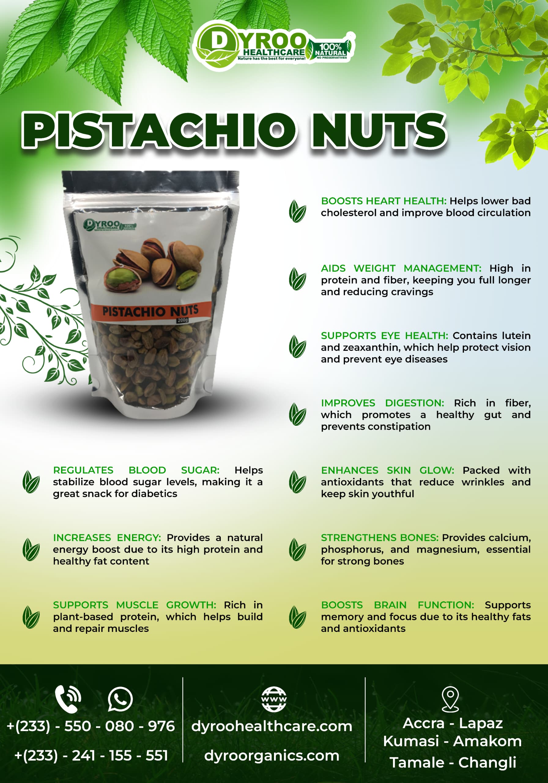 Raw organic Dyroo Naturals pistachio nuts in a bowl, highlighting their green kernels and nutritious benefits.