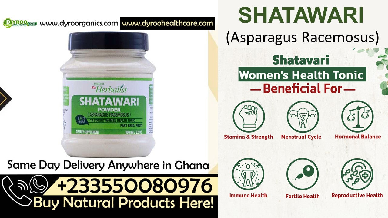 Organic Dr Herbalist Shatavari Powder by Dyroo Naturals in a 100g package, showcasing fine, light-colored powdered herb.