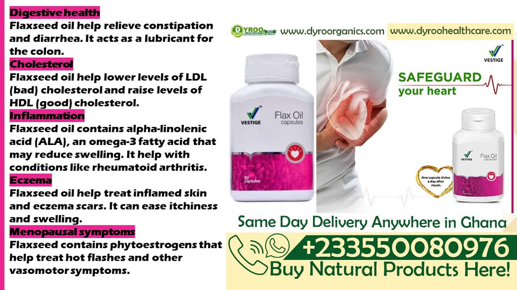 Dyroo Naturals Vestige Flax Oil 90 capsules in a bottle, with capsules displayed on a plain background.