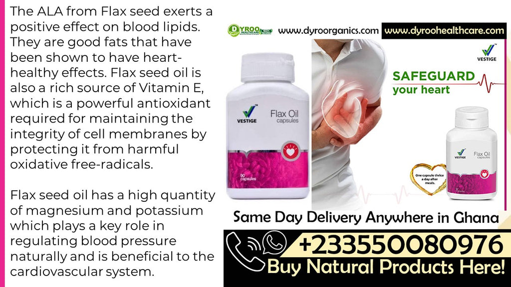 Dyroo Naturals Vestige Flax Oil 90 capsules in a white bottle with a label showing flax seeds and product details.
