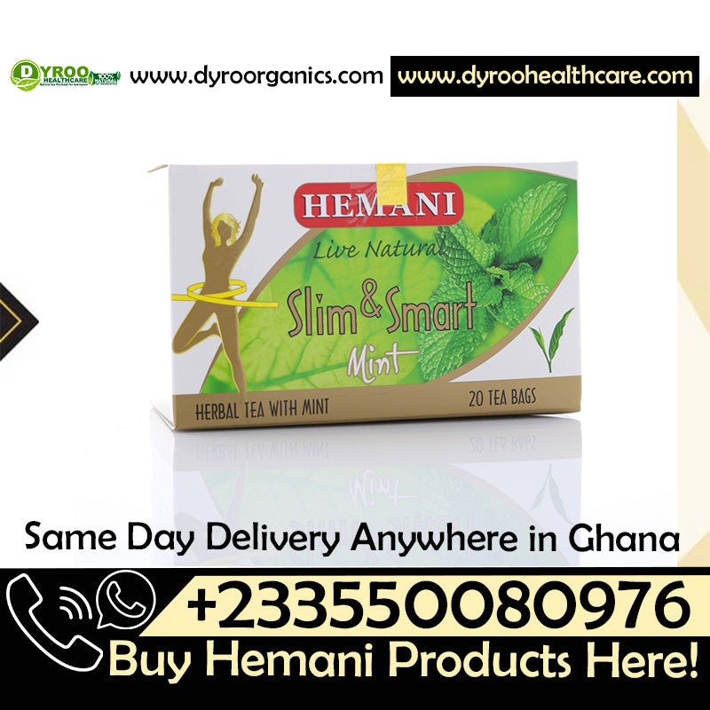 Dyroo Naturals Slim & Smart Herbal Mint Tea in a box, featuring 20 tea bags with fresh mint flavor for a slimming herbal drink.