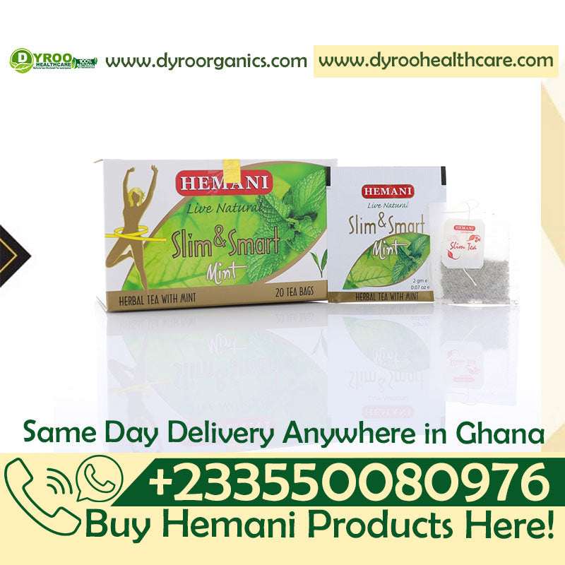 Package of Dyroo Naturals Slim & Smart Herbal Slim Tea with mint flavor, showing 20 tea bags in a sleek box.