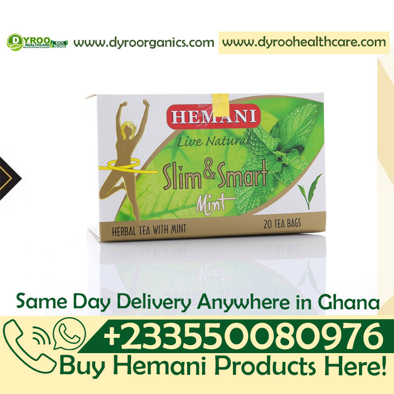 Dyroo Naturals Slim & Smart Herbal Mint Tea in a 20-pack, featuring fresh mint flavor and 20 tea bags for a slimming herbal tea.