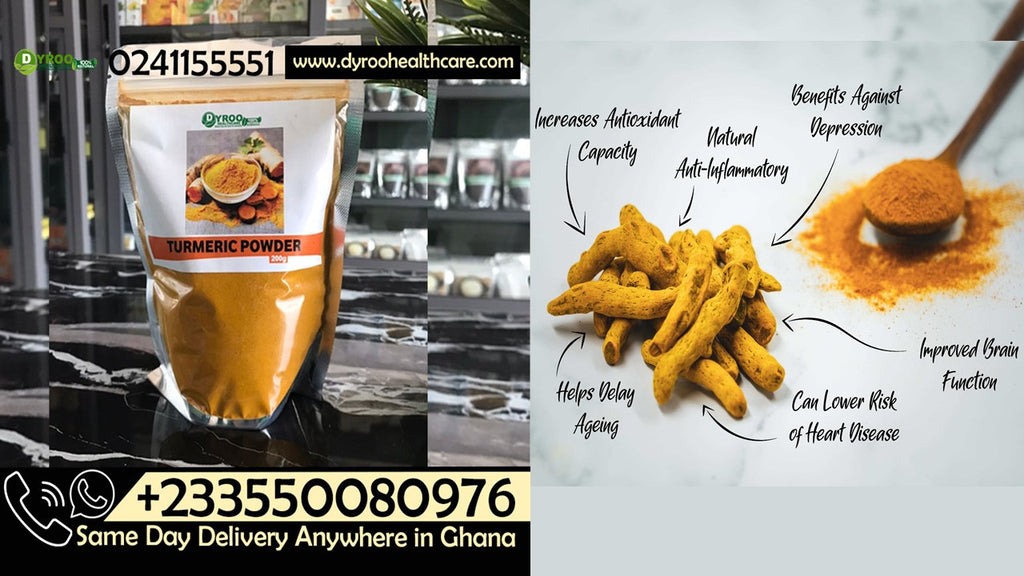 Organic Dyroo Naturals turmeric powder in a 200g package, showcasing bright yellow powdered turmeric on a clean background.