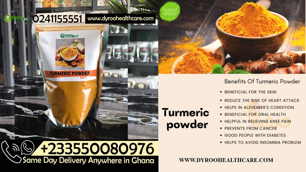 Organic turmeric powder in a clear jar, showing bright yellow turmeric spice for culinary and health uses.