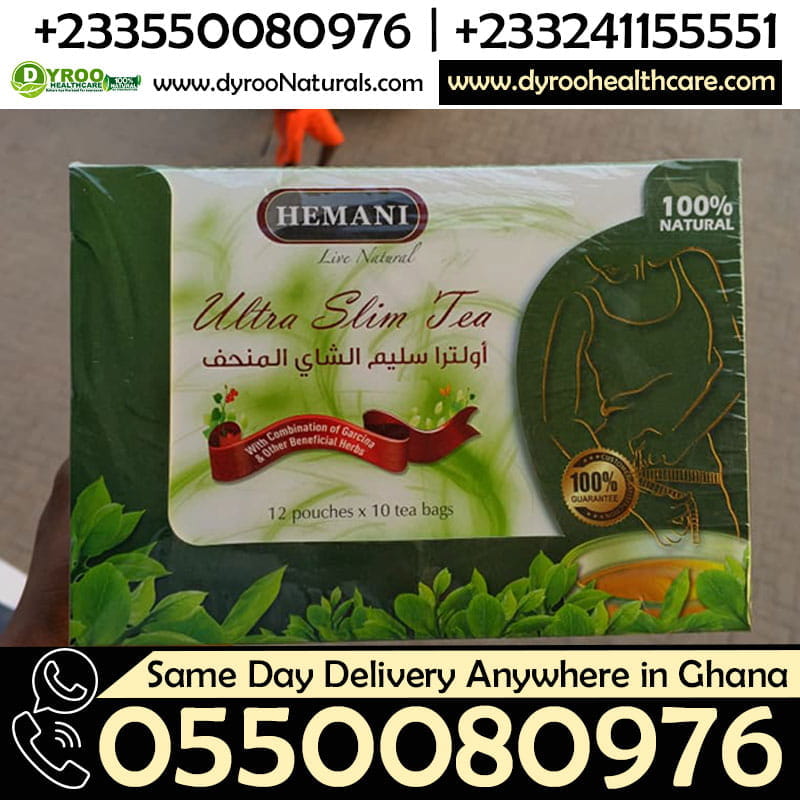 Dyroo Naturals Hemani Ultra Slim Tea in 12 pouches with 10 teabags each, natural tea for weight management and health.