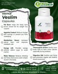 Dyroo Naturals Veslim capsules for natural weight loss, 90 capsules, showing the softgel supplement bottle with capsules inside.