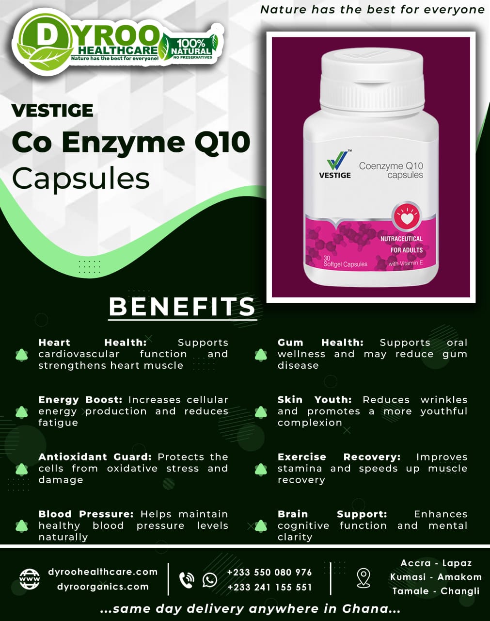 Vestige Coenzyme Q10 Capsules Benefits