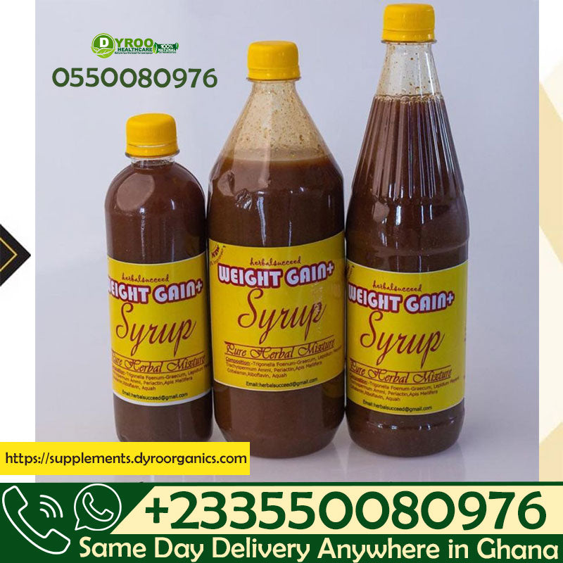 750ml Dyroo Naturals Herbal Succeed Weight Gain Syrup bottle with label and cap on a white background.